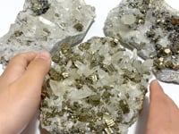 3 Pieces Large Pyrite Mixed Clear Quartz Cluster Specimen For Collection