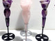 5 Pieces Rose Quartz Chevron Amethyst Flower Carving With Stand