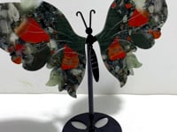 Beautiful Africa Blood Stone Butterfly Wing Carving With Stand