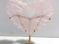 Unique Rose Quartz Heart Carving With Stand