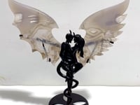 Unique Agate Demon And Angel Wing Carving With Stand