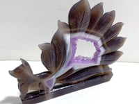 Beautiful Geode Druzy Agate Nine-tailed Fox Carving #4