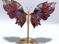 Morocco Agate Butterfly Wing Carving With Stand