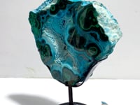 Unique Chrysocolla Mixed Malachite Specimen Raw Bottom With Stand