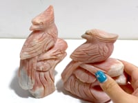 2 Pieces Pink Opal Birds Carving