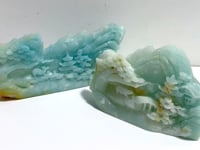 2 Pieces Beautiful Caribbean Calcite Landscape Pavilion Carving #9