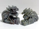 2 Pieces Labradorite Flying Dragon Castle Carving