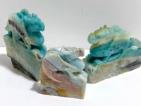 3 Pieces Caribbean Calcite Flying Dragon Castle Carving