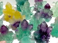 17 Pieces Beautiful Rainbow Fluorite Cluster Carving