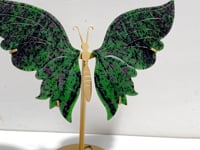 Ruby Zoisite Butterfly Wing Carving With Stand