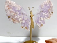 Beautiful Amethyst Mixed Sakura Flower Agate Butterfly Wing Carving With Stand