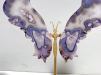 Beautiful Sakura Flower Agate Butterfly Wing Carving With Stand