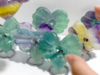 7 Pieces Rainbow Fluorite Heart With Stand