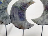 3 Pieces Beautiful Labradorite Moon Carving With Stand