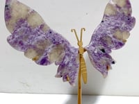 Lepidolite Mixed Quartz Butterfly Wing Carving With Stand