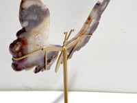 Unique Purple Sakura Flower Agate Butterfly Wing Carving With Stand