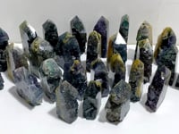 27 Pieces Blue Fluorite Mixed Pyrite Raw Side Tower