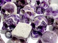 14 Pieces Chevron Amethyst Skull Carving