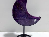 Large Charoite Moon Carving With Stand #10