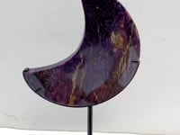 Large Charoite Moon Carving With Stand