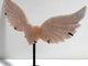 Unique Pink Agate Heart Wing Carving With Stand