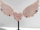 Pink Opal Heart Wing Carving With Stand