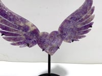 Lepidolite Mixed Quartz Heart Wing Carving With Stand