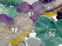 7 Pieces Rainbow Fluorite Heart Carving With Stand