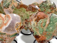 7 Pieces Large Money Agate Heart With Stand
