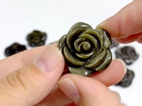 Silver Sheen Obsidian & Gold Sheen Obsidian Flower Carving Wholesale