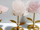 3 Pieces Beautiful Rose Quartz Flower Carving With Stand