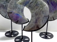 4 Pieces Beautiful Large Labradorite Moon Carving With Stand