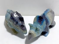 2 Pieces Trolleite Stone Triceratops Three-horned Dinosaur Crystal Carving