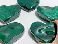 5 Pieces Large Malachite Heart Raw Bottom