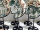 7 Pieces Large Druzy Green & Pink Moss Agate Moon With Stand