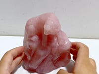 Beautiful Rose Quartz Leopard Carving