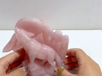 2 Pieces Rose Quartz Wolves Carving