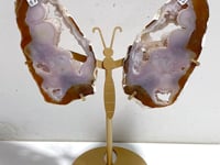 Geode Druzy Pink Amethyst Slab Butterfly Wing Carving With Stand #1