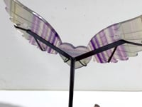Unique Symmetrical Fluorite Heart Wing Carving With Stand