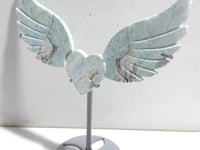 Hemimorphite Heart Wing Carving With Stand