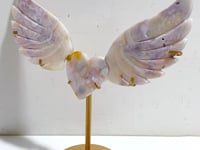 Pink Amethyst Heart Wing Carving With Stand