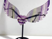 Symmetrical Fluorite Heart Wing Carving With Stand