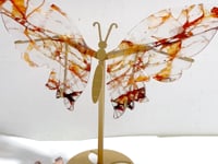 Red Fire Quartz Butterfly Wing Carving With Stand