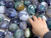 63 Pieces Beautiful Geode Druzy Moss Agate Spheres (Sea Freight Only)