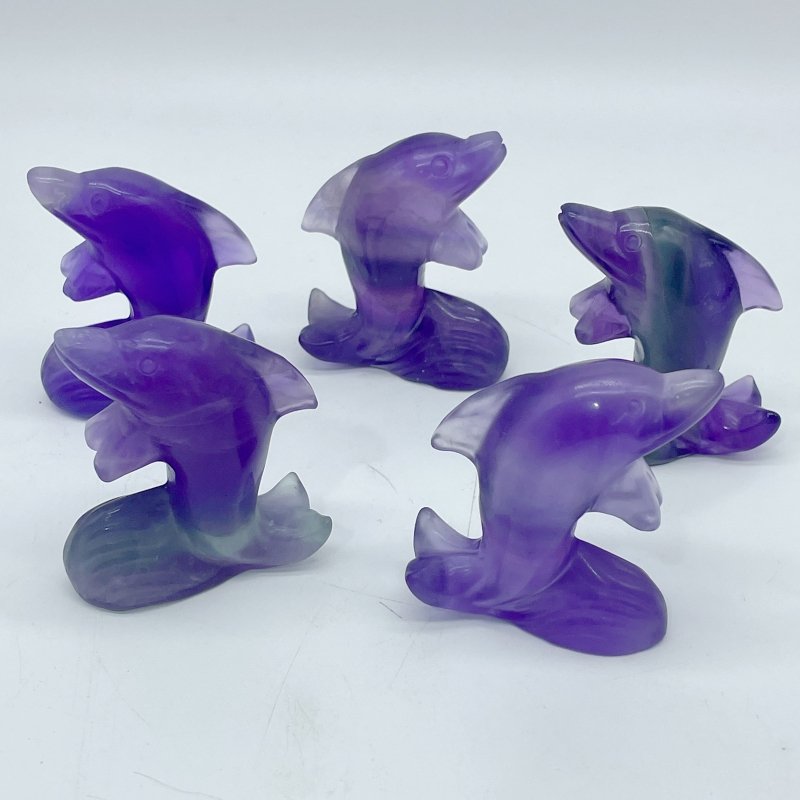 Purple Fluorite Dolphin Carving Wholesale -Wholesale Crystals