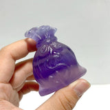 Purple Fluorite Money Bag Carving Wholesale - Wholesale Crystals