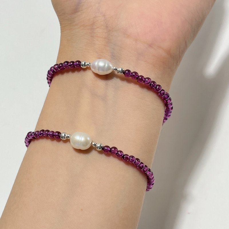 Purple Garnet & Pearl Bracelets Crystal Wholesale - Wholesale Crystals