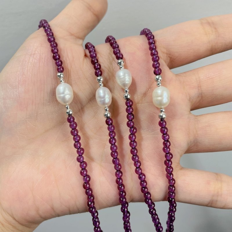 Purple Garnet & Pearl Bracelets Crystal Wholesale - Wholesale Crystals