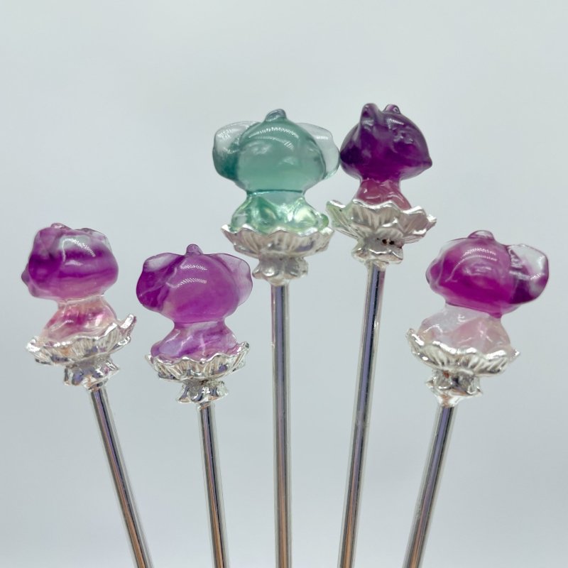 Rainbow Fluorite Animal Hairpin Carving Wholesale - Wholesale Crystals