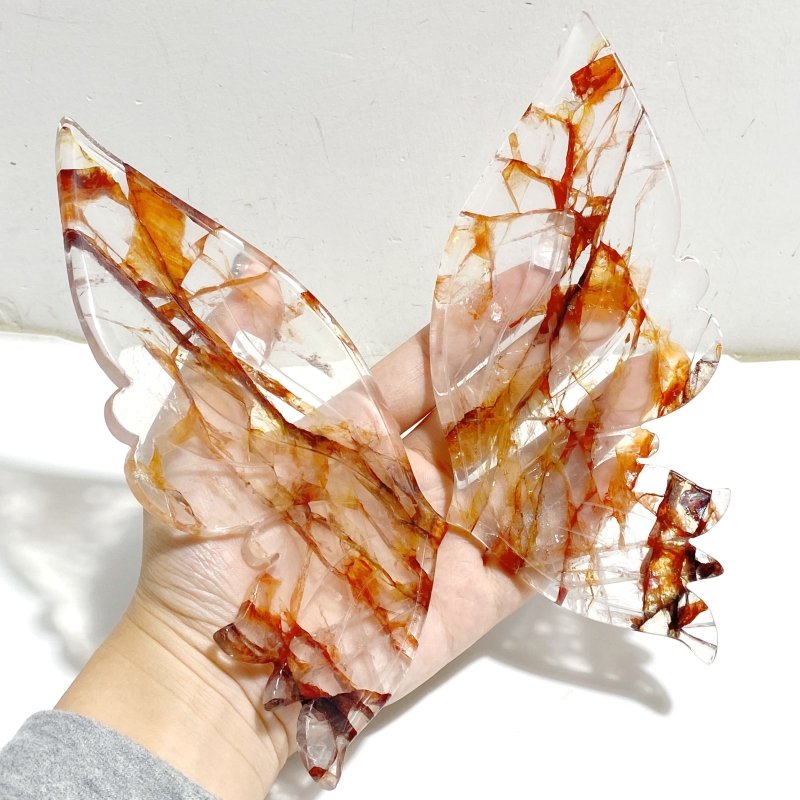 Red Fire Quartz Butterfly Wing Carving With Stand -Wholesale Crystals